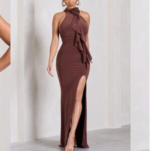 Club L London Brown halter gown